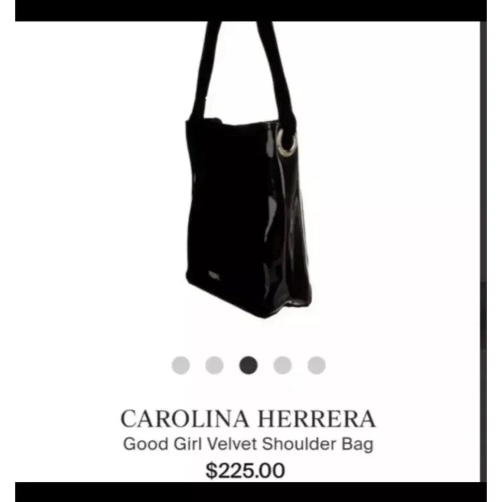 Carolina Herrera Purse Good Girl Black Velvet Lacquer‎ Shoulder Bag Tote